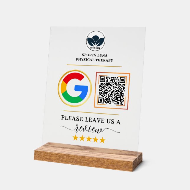 Señal Acrílica Rótulo de revisión empresarial - Código QR Persona (Ángulo)