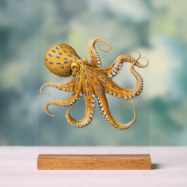 Señal Acrílica Rótulo de Rótulo Octopus de anillo azul