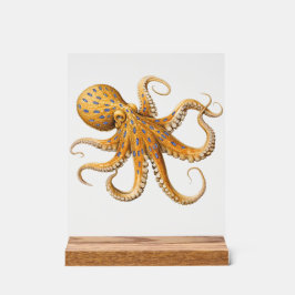 Señal Acrílica Rótulo de Rótulo Octopus de anillo azul