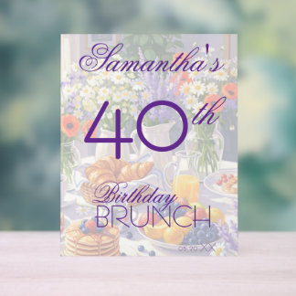 Señal Acrílica Rótulo de tabla acrílica brunch de cumpleaños flor