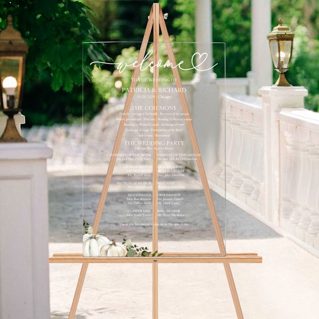 Señal Acrílica Rótulo del programa de bodas de calabaza de verdor (Subido por el creador)