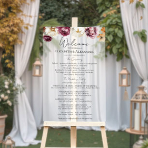 Señal Acrílica Rótulo del programa de ceremonias de Boda de Borgo