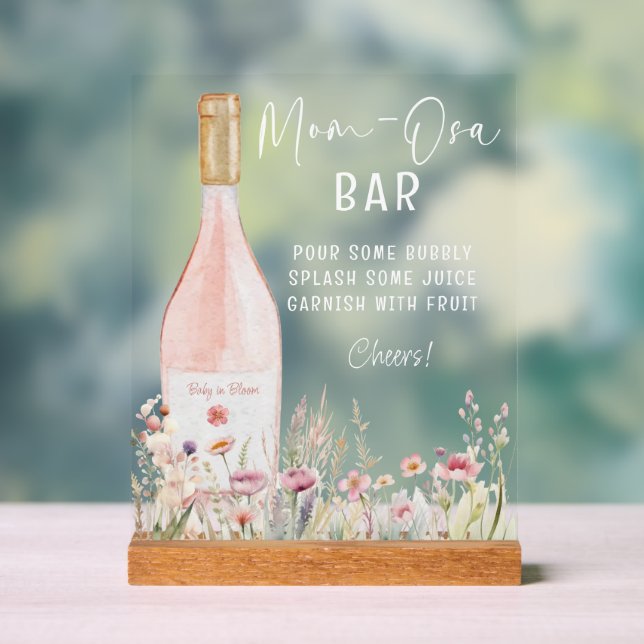 Señal Acrílica Rótulo Floral Floral Mom-Osa (Neutral )