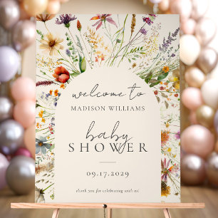 Señal Acrílica Rótulo minimalista Boho Wildflower Floral Baby Sho