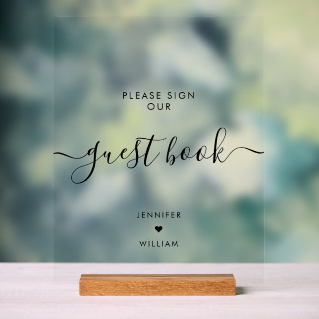 Señal Acrílica Rótulo moderno Nuestro Boda del libro de invitados (Neutral )