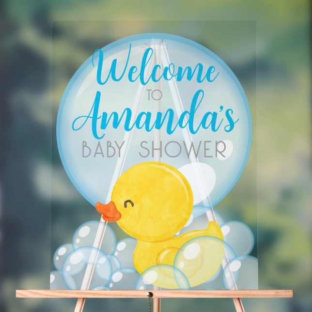 Señal Acrílica Rubber Duck Baby Shower Acrylic Welcome Sign (Neutral )
