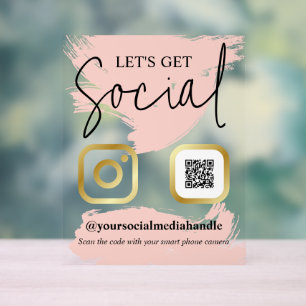 Señal Acrílica Rubor Brocha de oro falso Hagamos social