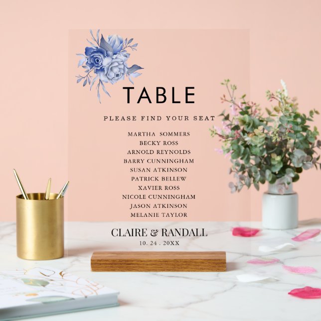 Señal Acrílica rustic dusty blue roses and other flowers (Boda)