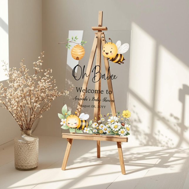 Señal Acrílica Rustic Floral Oh Babee Honey Bee Baby Shower (Subido por el creador)