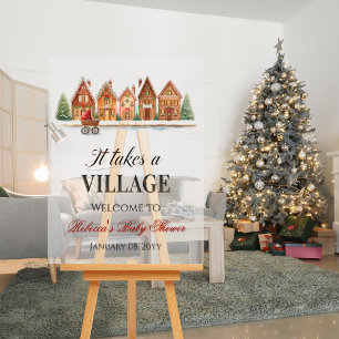 Señal Acrílica Rustic Stroller Village alberga Baby Shower de inv