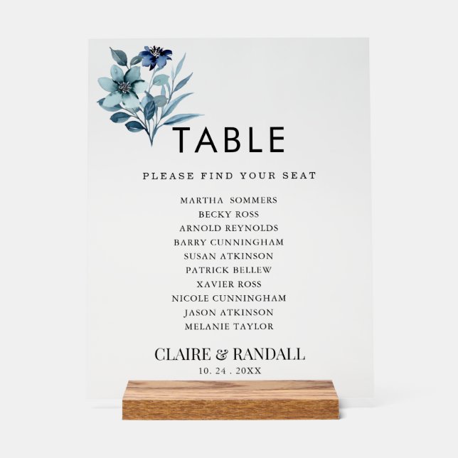 Señal Acrílica rustic watercolor illustration blue floral bouquet (Anverso)