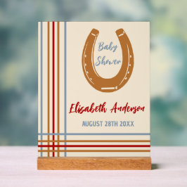 Señal Acrílica Rustic Western Horseshoe Baby Shower