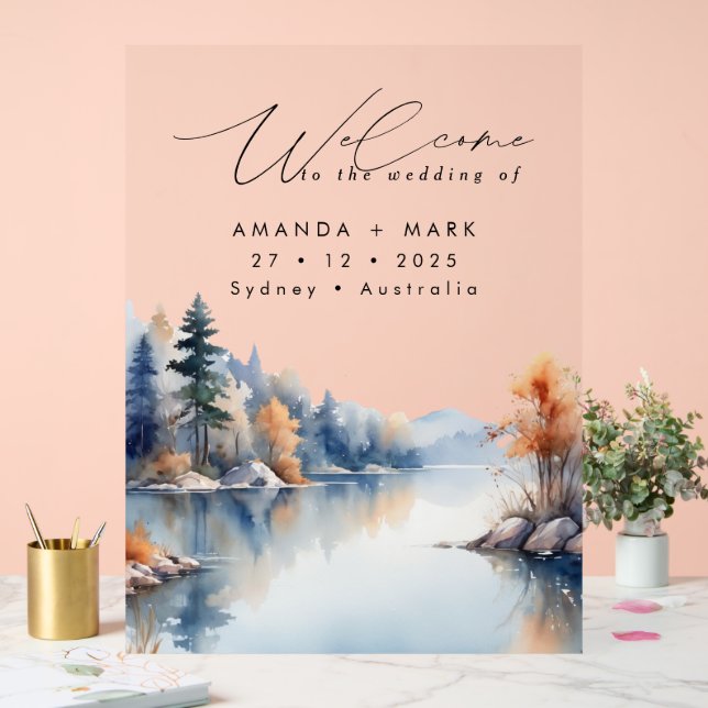 Señal Acrílica Rústico Boda de aventuras en pinos (Boda)