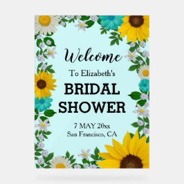 Señal Acrílica Rústico girasol Daisy Floral Bridal Shower