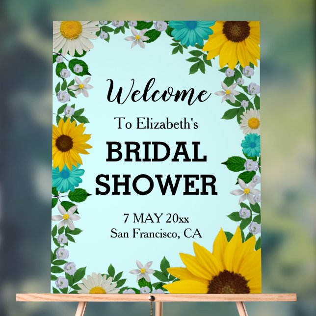 Señal Acrílica Rústico girasol Daisy Floral Bridal Shower (Neutral )