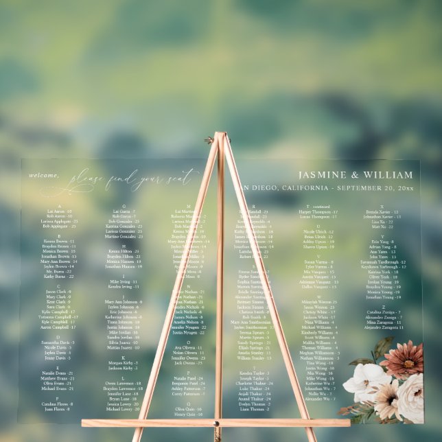 Señal Acrílica Rústico N Boho Floral Alphabetical Seasis Chart LW (Neutral )