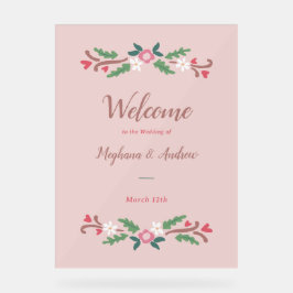 Señal Acrílica Rústico Romántico Floral