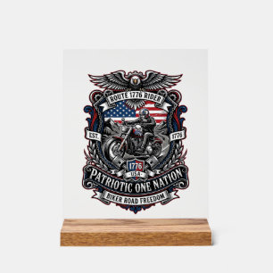 Señal Acrílica Ruta Patriótica 1776 Jinete Camisa Gráfica del Cic