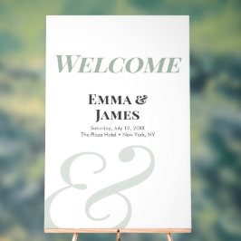 Señal Acrílica Sage Ampersand Boda | Letrero de Bienvenida