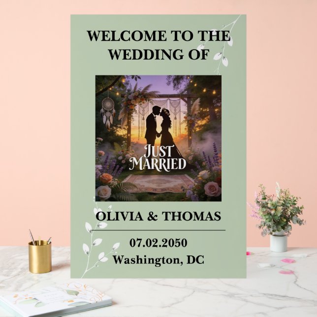 Señal Acrílica Sage Green Dream Pattern Wedding (Boda)