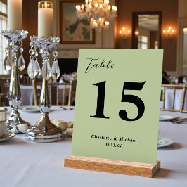 Señal Acrílica Sage Green Minimalist Wedding Table Number