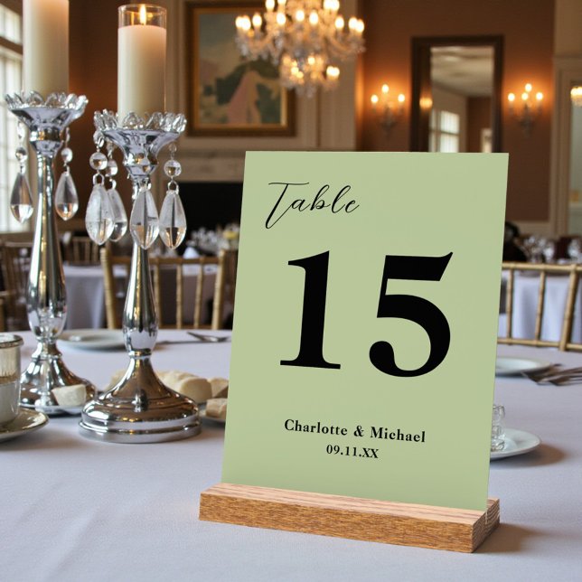 Señal Acrílica Sage Green Minimalist Wedding Table Number (Subido por el creador)