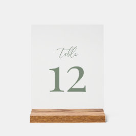 Señal Acrílica Sage Green Modern Elegant Wedding Table Number