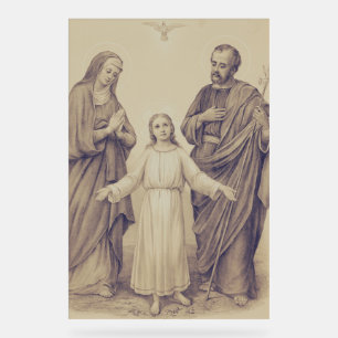 Señal Acrílica Sagrada Familia Jesús, Virgen María y San José