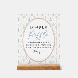 Señal Acrílica Sailboat Baby Shower Games - Diaper Raffle Sign