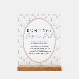 Señal Acrílica Sailboat Baby Shower Games - Don't Say Boy or Girl