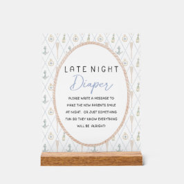 Señal Acrílica Sailboat Baby Shower Games - Late Night Diaper