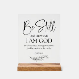 Señal Acrílica Salmo 46:10 Permaneced y sepan que soy Dios