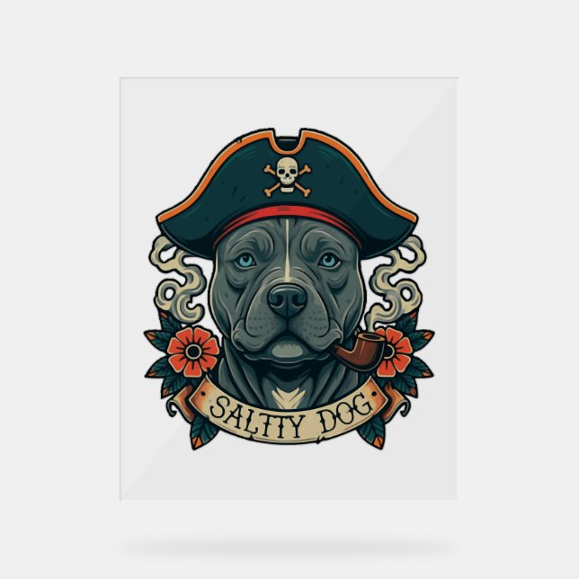 Señal Acrílica Salty Dog Pitbull (Anverso)