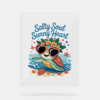 Señal Acrílica Salty Soul Sunny Hearttle Summer