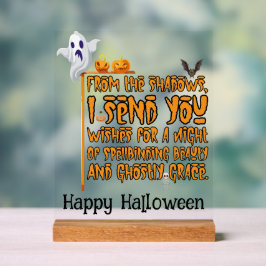 Señal Acrílica Saludos Fantasmales para Fiesta de Halloween