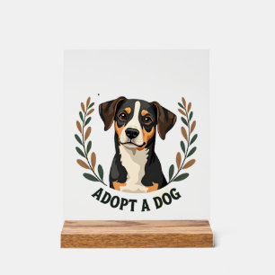 Señal Acrílica Salva una vida Adopta un perro Ilustración de resc