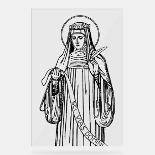 Señal Acrílica Santa Hildegarda de Bingen Mística Medieval
