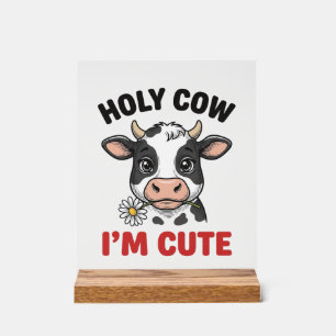 Señal Acrílica Santa Vaca Soy Bonita Vaca Divertida Grabado Vinta