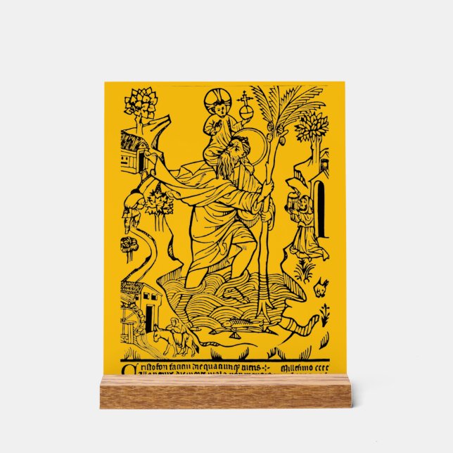 Señal Acrílica Santo Cristóbal católico romano (Anverso)