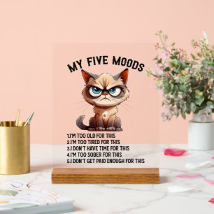 Señal Acrílica Sarcasmo gracioso de cinco gatos de humor
