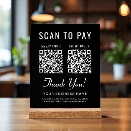 Señal Acrílica Scan to Pay 2 QR Codes Tabletop Black