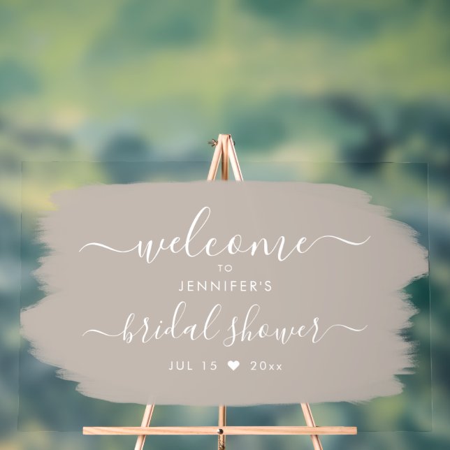 Señal Acrílica Script Bridal Shower Welcome Paint Beige (Neutral )