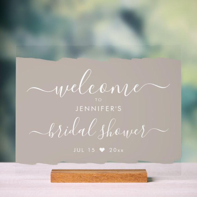 Señal Acrílica Script Bridal Shower Welcome Paint Beige (Neutral )