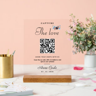 Señal Acrílica Script simple Capturar el código QR de amor