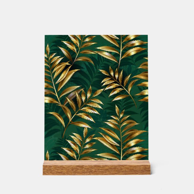 Señal Acrílica Seamless pattern with golden ferns (Anverso)