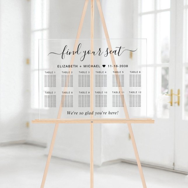 Señal Acrílica Seating de Boda Chic para 12 Mesas (Subido por el creador)