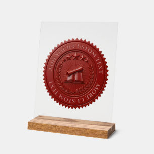 Señal Acrílica Sello de certificado de cera roja editable en 3D p