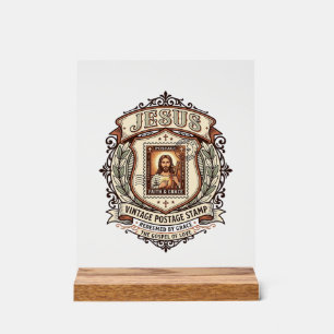 Señal Acrílica Sello postal vintage Jesús Sello postal vintage Je
