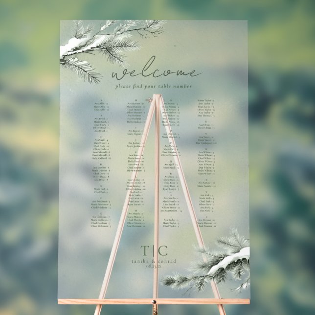 Señal Acrílica Sello verde rústico para la boda invernal ID1049 (Neutral )