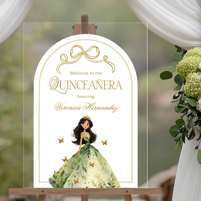 Señal Acrílica Selva encantada Elegante signo de bienvenida Quinc (Shown on an 18" x 24" acrylic sign
)